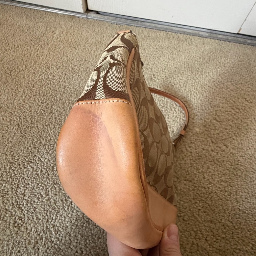 Vintage Coach Signature Demi mini Pouch Hand Bag Canvas Leather Beige 6094 - Picture 6 of 7